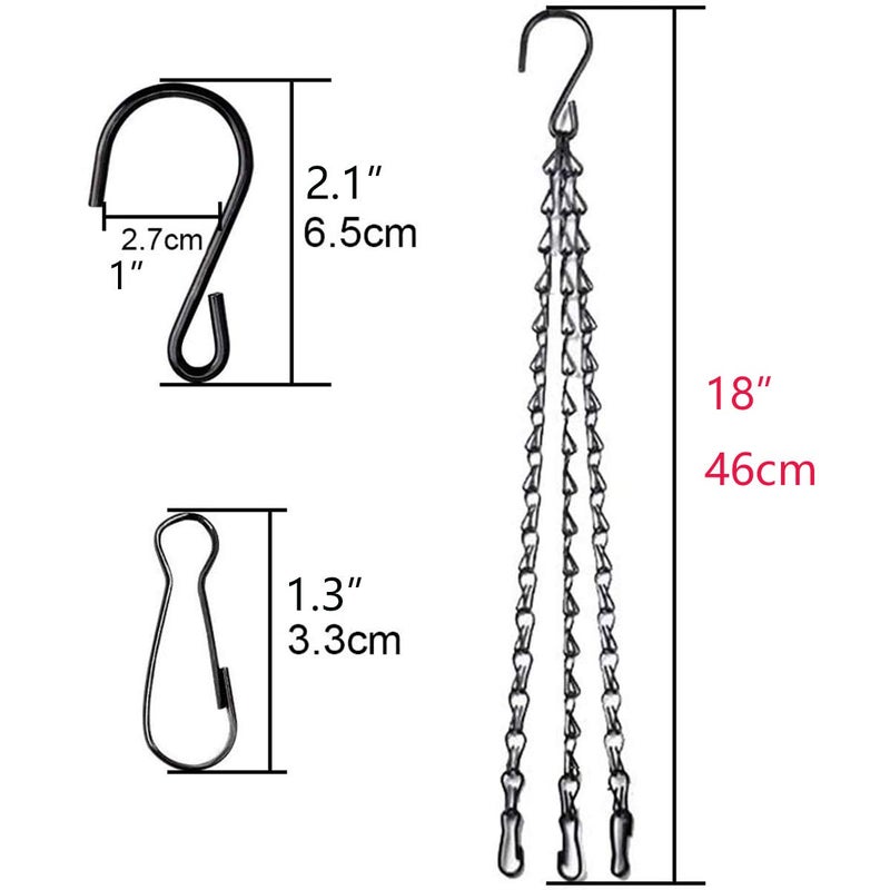 HHTHH 4pcs 18 inch Black Hanging Basket Chain with Hooks Flower Plant Pot Replacement Chain Hanger for Bird Feeders Planters Lanterns and Ornaments - Image 2
